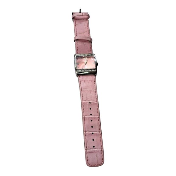 Mary Kay Womens Watch Silver Tone Rhinestone Wide Leather Pink Band Analog READ - Picture 4 of 9